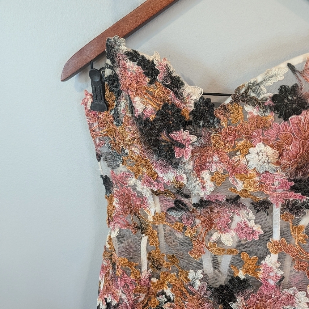 Jovani Floral Strapless Corset Silk And Lace Applique Evening Dress Sz 10 - Picture 3 of 14